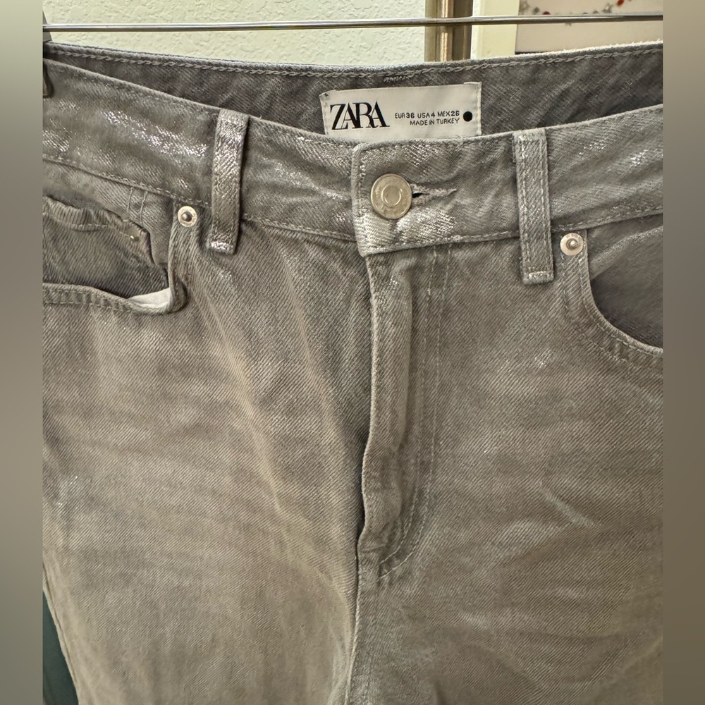 Zara size 4 silver jeans worn once